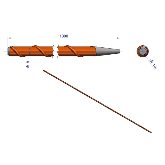 Palik Słupek z włókna szklanego 8mm L-1300 ROYAL FARM ( sprzedawane po 10 )