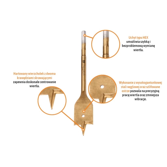 Wiertło do drewna płaskie - łopatkowe 6x150 mm / TEGER