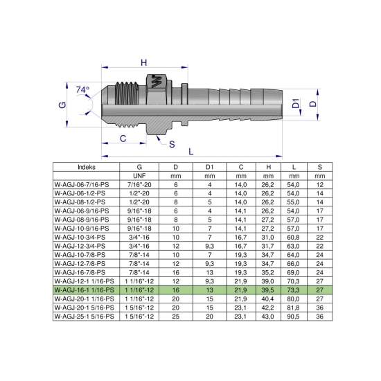 Zakucie hydrauliczne AGJ DN16 1 1/16