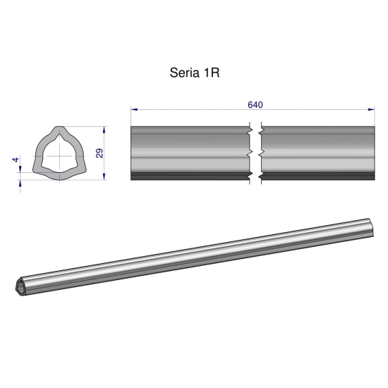 Rura wewnętrzna Seria 1R do wału 760 przegubowo-teleskopowego 29x4 mm 640 mm WARYŃSKI