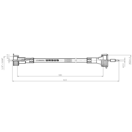 Linka - Licznika MTG (motogodzin) L-580mm 1667951M91 MF ORYGINAŁ URSUS