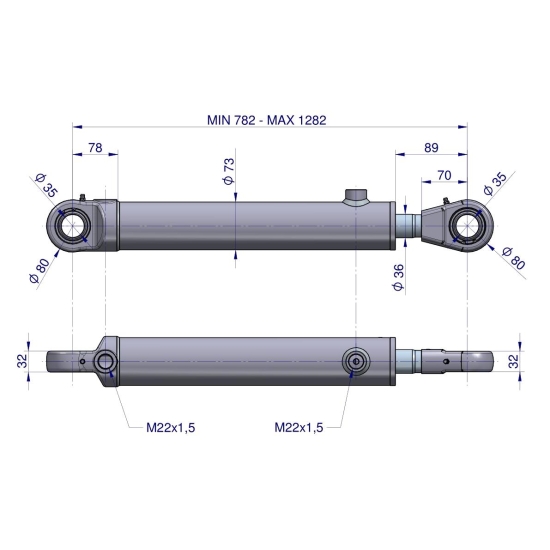 Cylinder hydrauliczny - siłownik dwustronny CJ2F-63/36/500Z do Ładowacz TUR Waryński