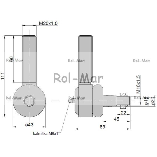 Przegub kierowniczy 80mm - M20x1 5109553 New Holland TAQ